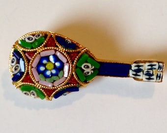 Micro Mosaic Mandolin Brooch