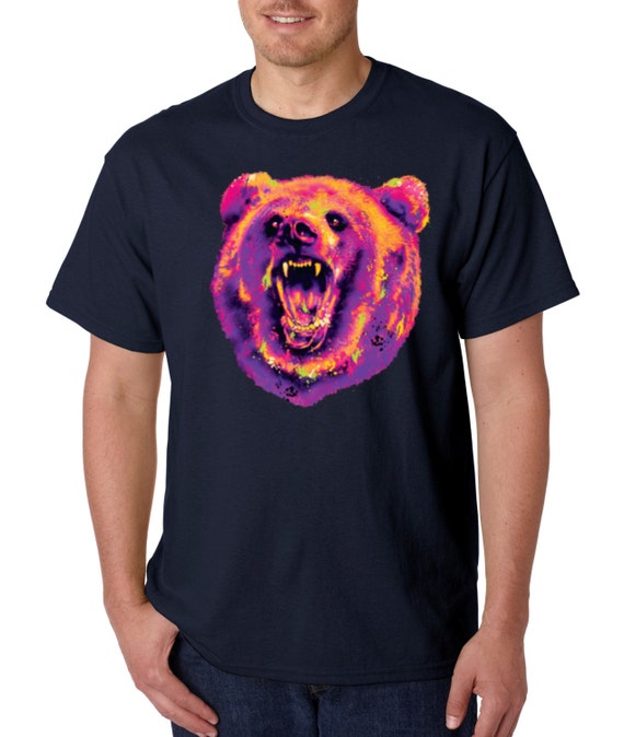 Neon Bear Head T-shirt California Bear Nation Shirts by COSMOZZ