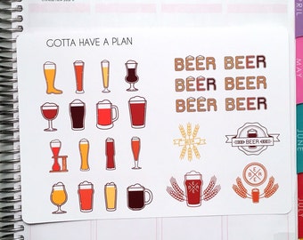 Planner Stickers Beer and Brewery Variety for Erin Condren, Happy Planner, Filofax, Scrapbooking
