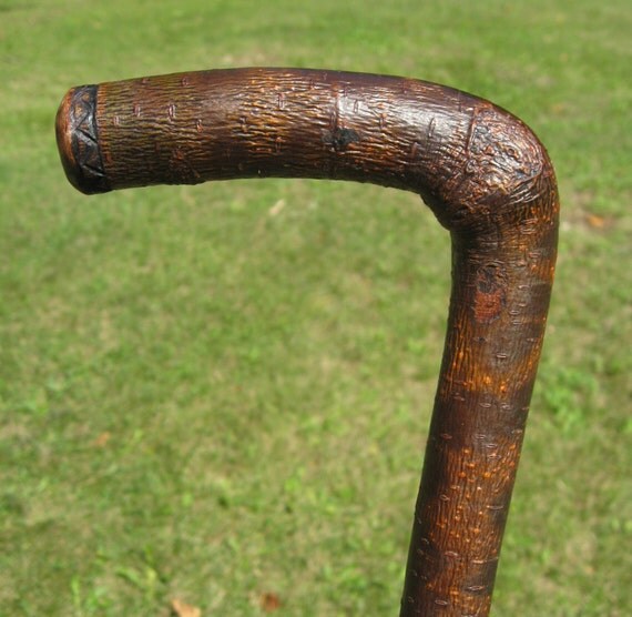 Vintage Birch Walking Cane made in one piece By Frank Levino