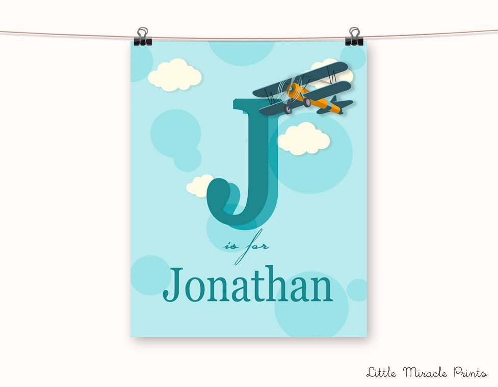 Jonathan Airplane Fine Art Paper Baby Name Baby Poster