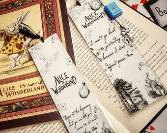 Alice in Wonderland bookmark - Handmade