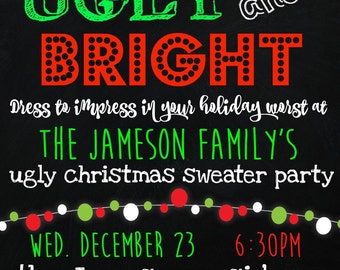 Digital Ugly christmas sweater party invite