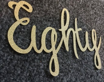 Eightieth 80th birthday cake topper 80th birthday party gold glitter party decor 80 today birthday party celebration 7 inch