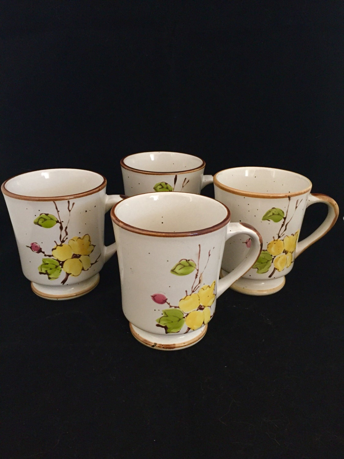 JI Stonecrest Ceramic Mugs Made in Korea Springtime Pattern