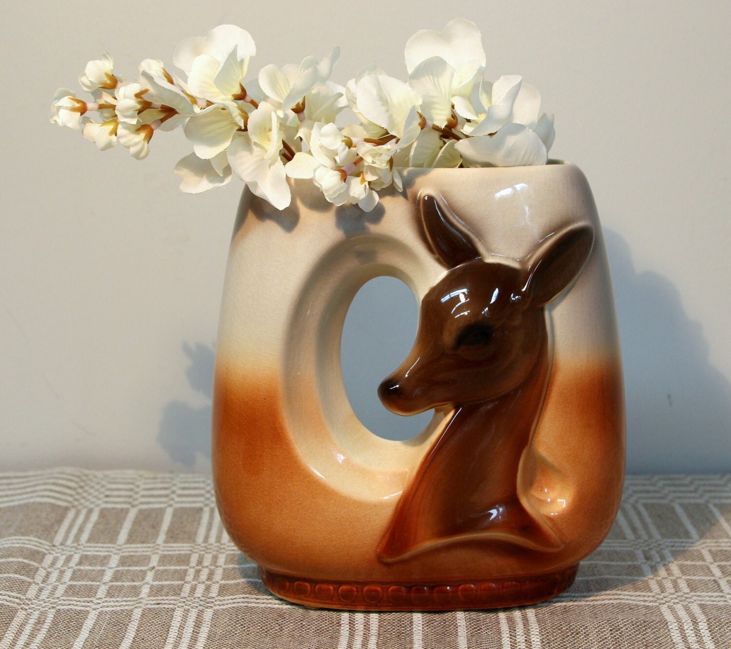 Vintage Royal Copley Deer Vase Ceramic Deer Planter Royal