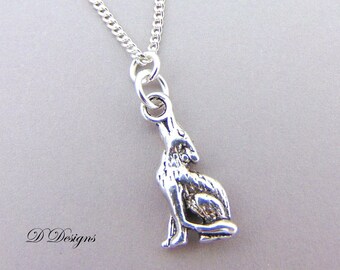 Wolf Necklace, Silver Baying Wolf Pendent, Pagan Necklace, Wolf Jewellery, Wolf Gifts, Silver Charm Necklace, Trendy Necklace