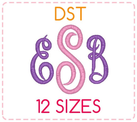 12 SIZES DST Format Empress Monogram Font Embroidery Designs