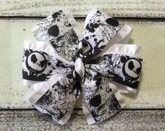 Halloween Hair Bow Jack Skellington Boutique Hair Bow Pinwheel Hair Bow Girl Hair Clip Girls Hair Bow Nightmare Before Christmas Hair Bow