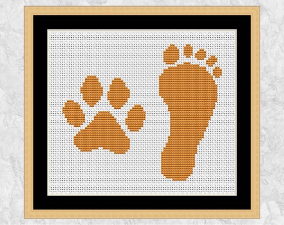 Paw footprint cross stitch pattern counted cross stitch