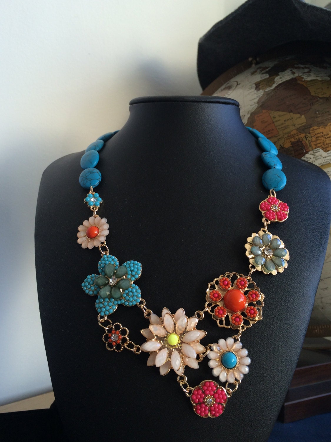 Turquoise Flower Necklace by MisterJROctopus on Etsy