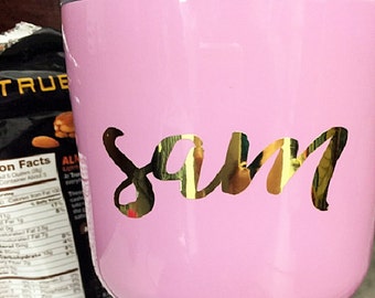 Gold Foil Custom Name Decal, Personalized vinyl decals, Name decals for cups