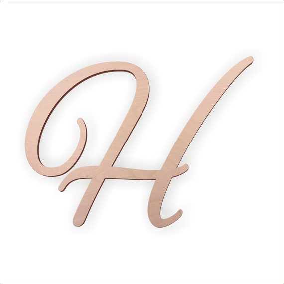 Cursive Wooden Letter H Unfinished Unpainted by TheMonogramCorner