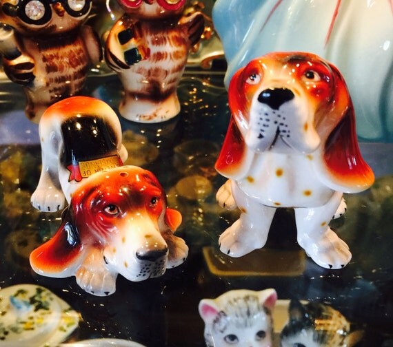 PY Miyao Bassett Hound Salt and Pepper Shakers from Japan