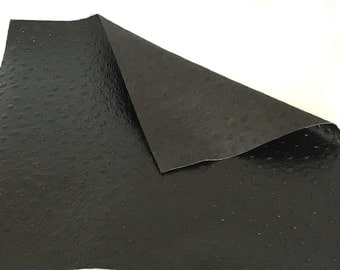 Black Ostrich Embossed Leather / Black Ostrich Leather / Black Ostrich / Embossed Leather / Genuine Leather / 8" x 10" or 3 x 11"