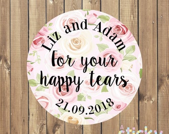 Personalized For Your Happy Tears Stickers, Wedding Stickers, Wedding Labels, Wedding Tags, Tears of Joy Tissues, Wedding Tissues, Stickers