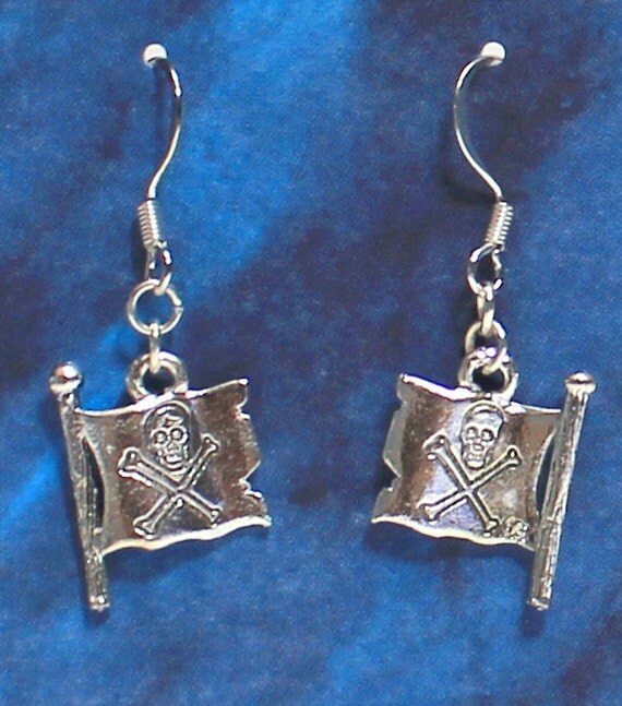 Pirate Flag Earrings Pirate jewelry Beach Earrings by SpiritsCove
