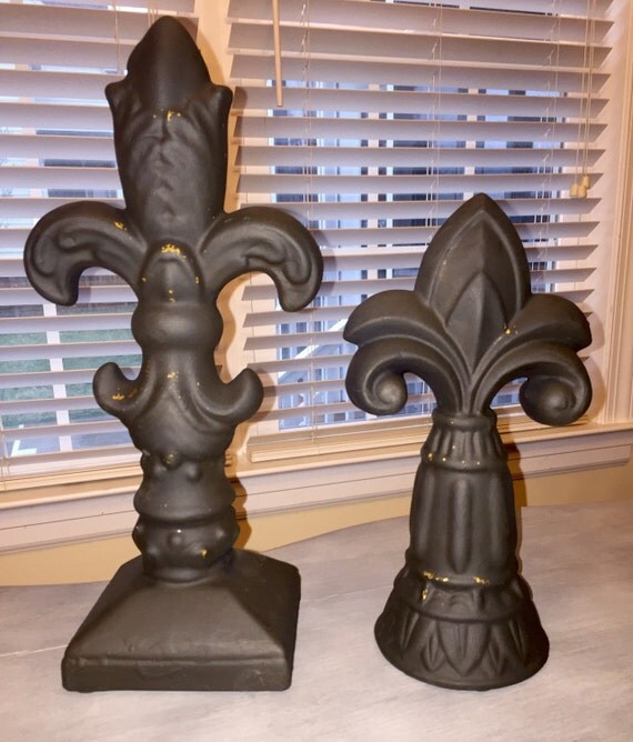 Fleur de Lis Home Decor Finials Black Finials by VintageMadeHip