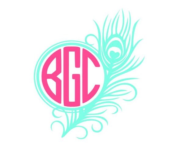 Items Similar To Circle Monogram Peacock Feather Decal On Etsy 9783