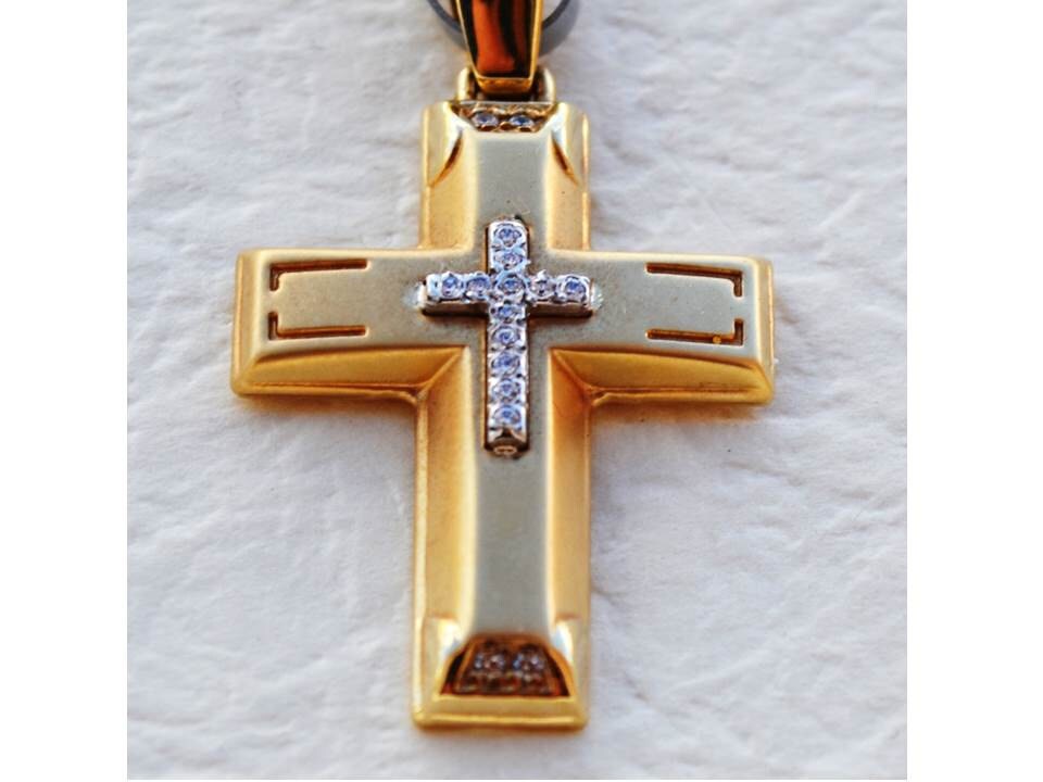 14K Gold Cross Necklace Pendant for women Gold Cross by KANTILAKI