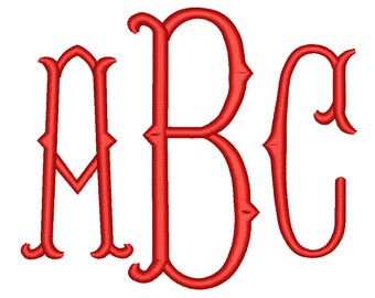 4 Size Fishtail Monogram 3 Letters Embroidery Font BX fonts Embroidery Fonts, Machine Embroidery Designs - INSTANT DOWNLOAD