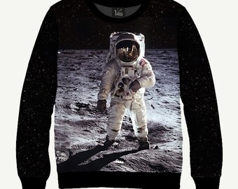 Astronaut On The Moon, Spaceman, NASA - Men's Women's Sweatshirt | Sweater - XS, S, M, L, XL, 2XL, 3XL, 4XL, 5XL