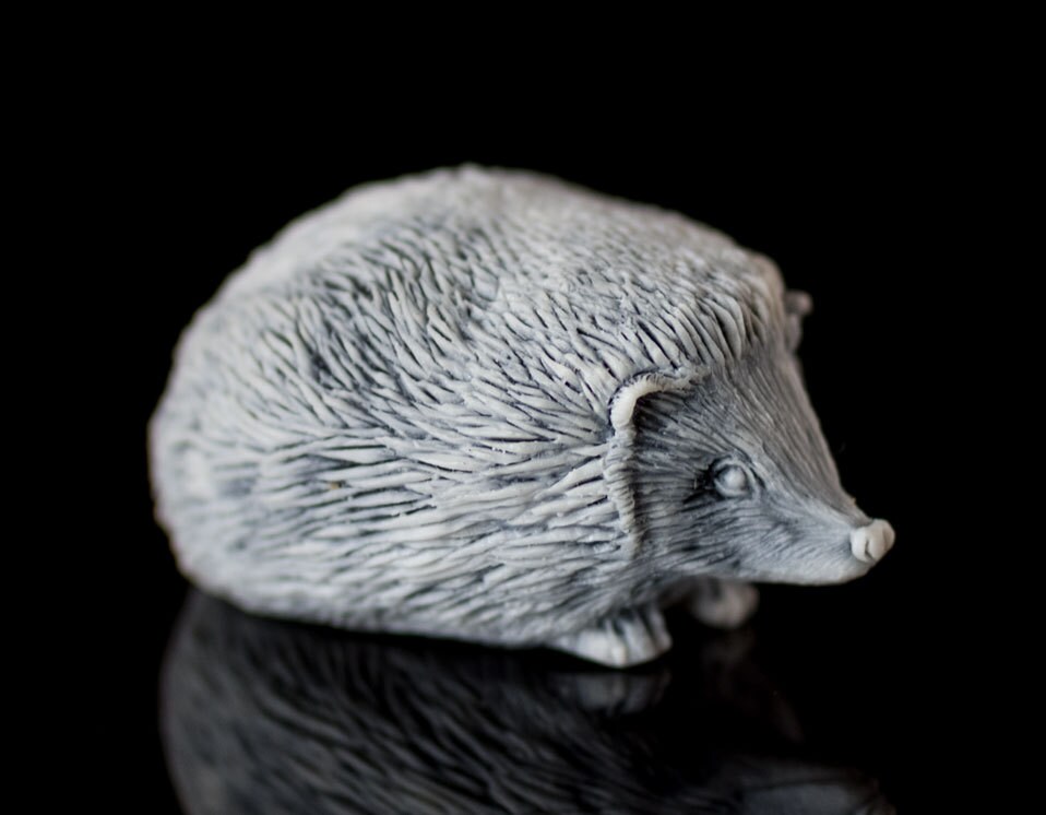 Small Hedgehog Figurine Marble Stone Animal Garden Art