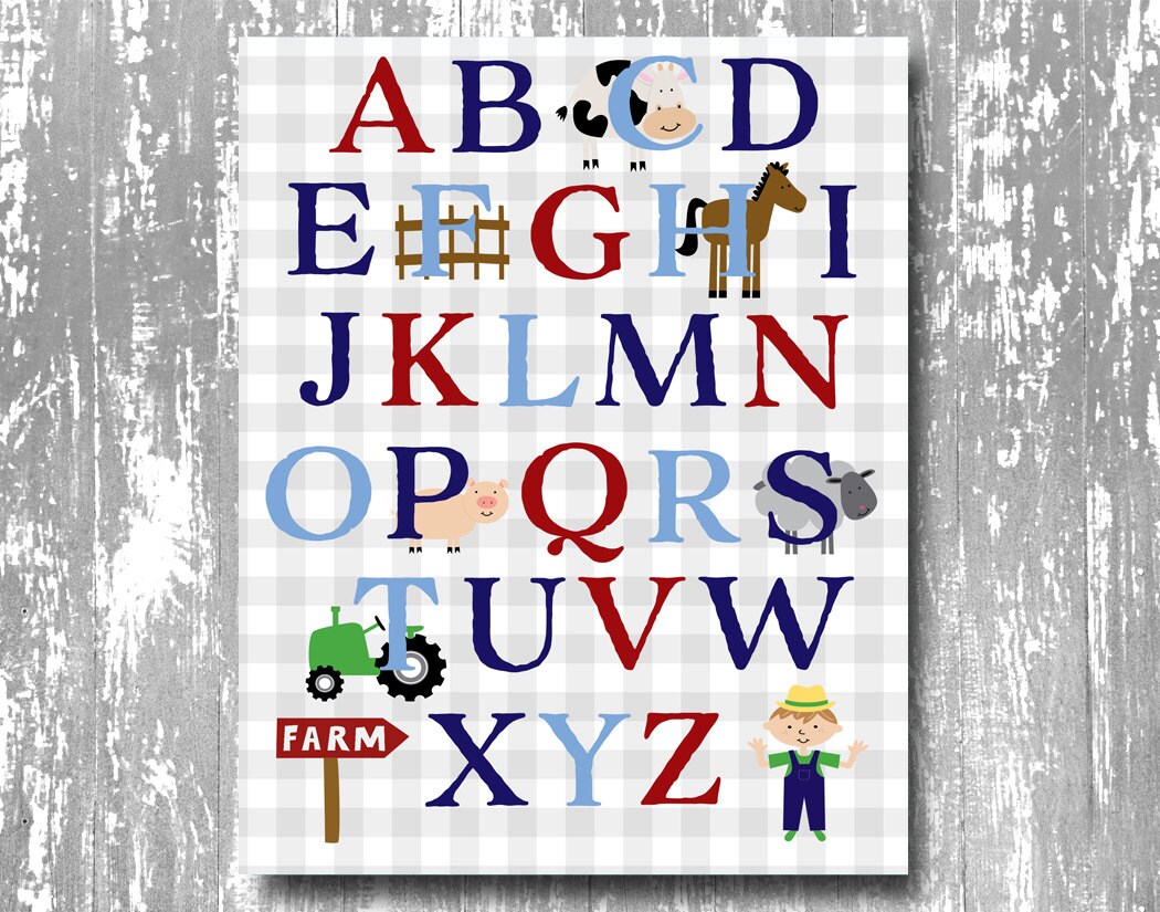 Farm alphabet printable alphabet print farm alphabet nursery