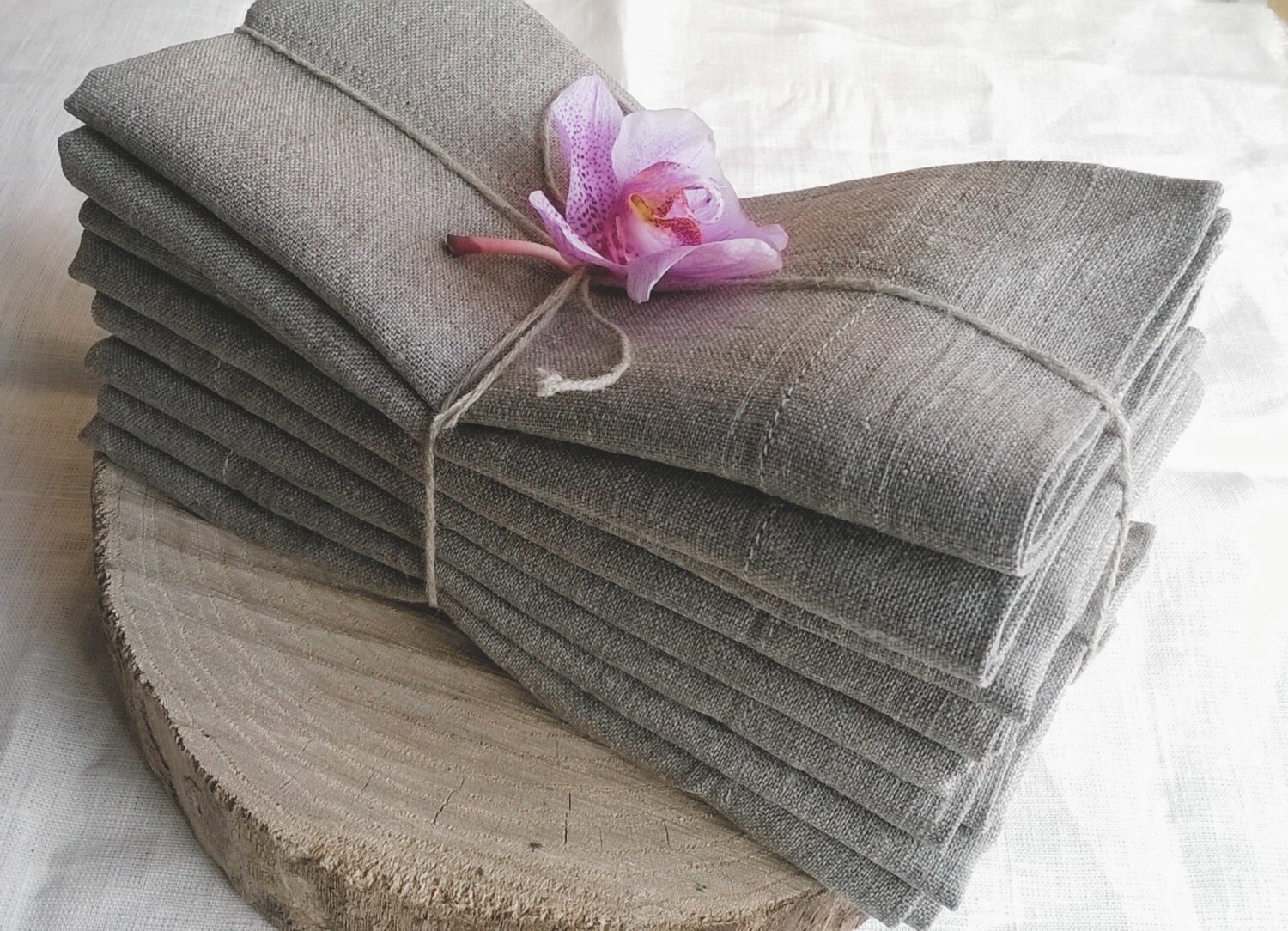 Grey linen napkin set of 12 Wedding linen napkins Elegant