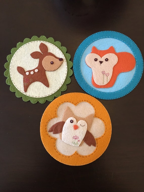 Felt Coaster Forest Animals Set of 6