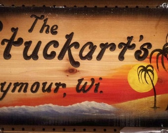 Personalized Beach Sign Custom Palm Tree Sign Carved Wood Sign Home Decor