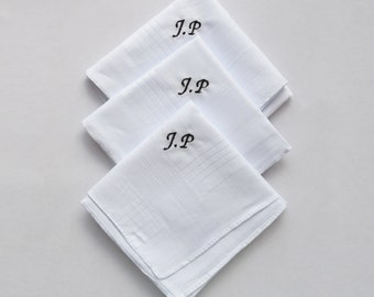 3 X Handkerchiefs Hankies Personalised With Your Initials