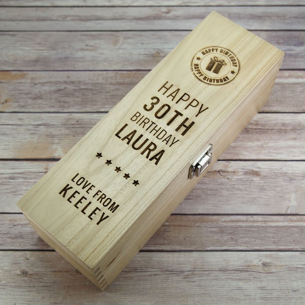Happy Birthday Age Wooden Wine Box Birthday Wine Box