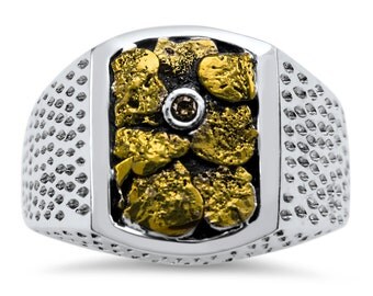 2197- Men's Gold Nugget Ring -Promotion 20% Off