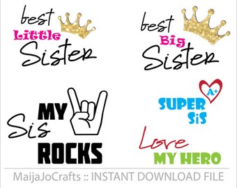 BEST Sisters SVG cutting file Big sister Little sister DXF Silhouette files printable Clipart Cricut downloads Cricut designs Cricut files