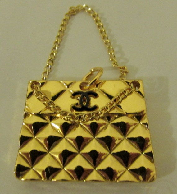 Vintage Chanel charm pendant handbag CC logo gold by SPCOLLECT