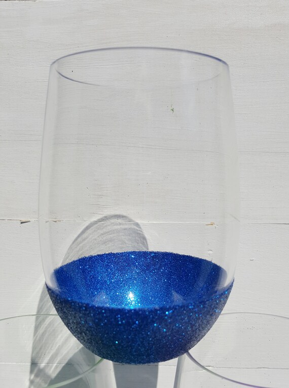 Glittered Dipped Stemless Wine Glasses Acrylic Wine Glasses