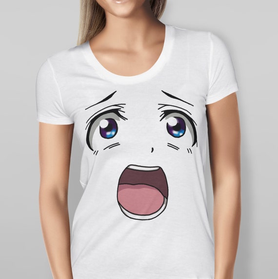  Anime  Face  T Shirt  Women White Cool graphic Tee