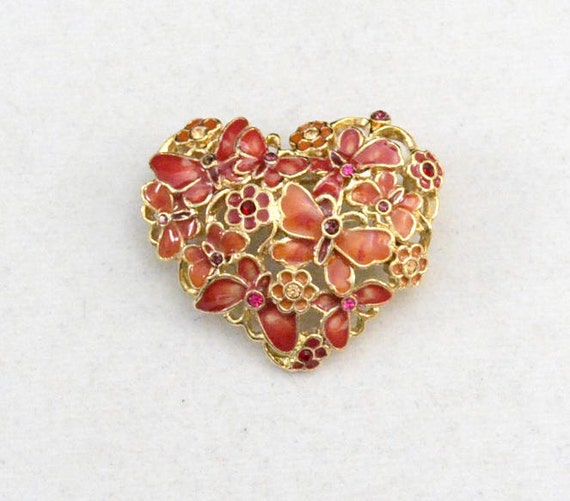 Monet Rhinestone Brooch Vintage Monet Brooch Heart By Deweytiques