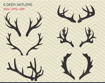 6 Deer Antlers DXF SVG EPS for Cricut Design, Silhouette studio, Sure Cuts A Lot, Makes the Cut, Monogram Frame instant Download
