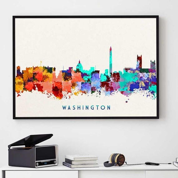 Washington DC Skyline Art Washington DC Print Watercolor