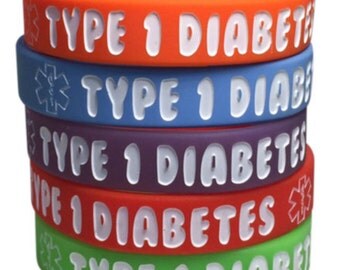 Kid's Diabetes Bracelets Type 1 Medical ID Silicone Alert Awareness(Pack of 5)