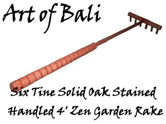 Full Size 48 6 tine stained Zen Garden Rake