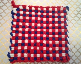 Red, White and Blue Woven Potholder