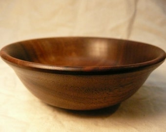 Walnut Wood Bowl, Hand-turned w/ Flared Rim