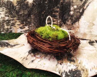 Ring bearer pillow, rustic ring holder, wedding ring holder, ring nest