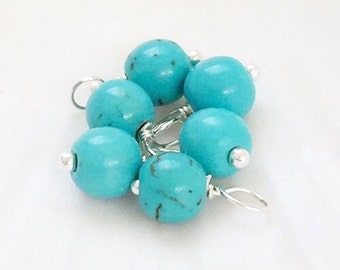 Turquoise dangle beads, turquoise dangle, gemstone dangle charms, gemstone dangles, dangle beads, bead charms, dangles, beaded dangles, 10pc