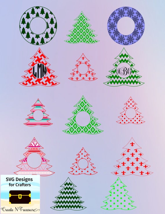 Download Christmas Tree Monogram Frames SVG DXF. Cutting files for