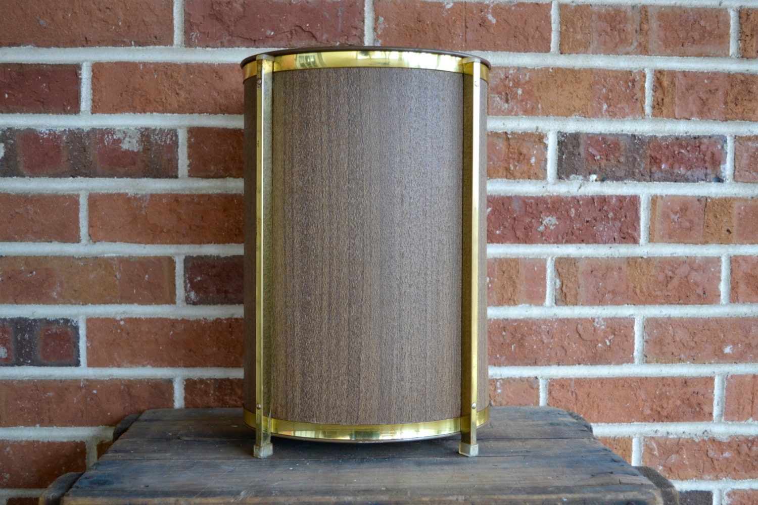 Vintage Trash Can Bathroom Trash Bin Midcentury Bathroom Wood