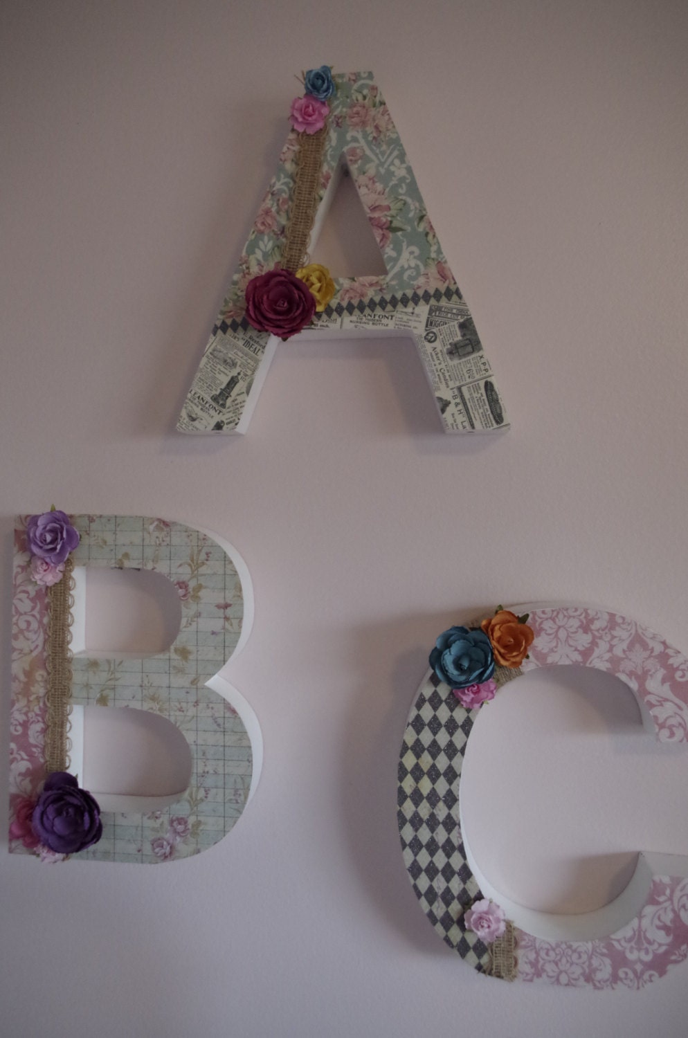 Customized Alphabet Letter Childs Wall Hanging by FancyWhiteRabbit